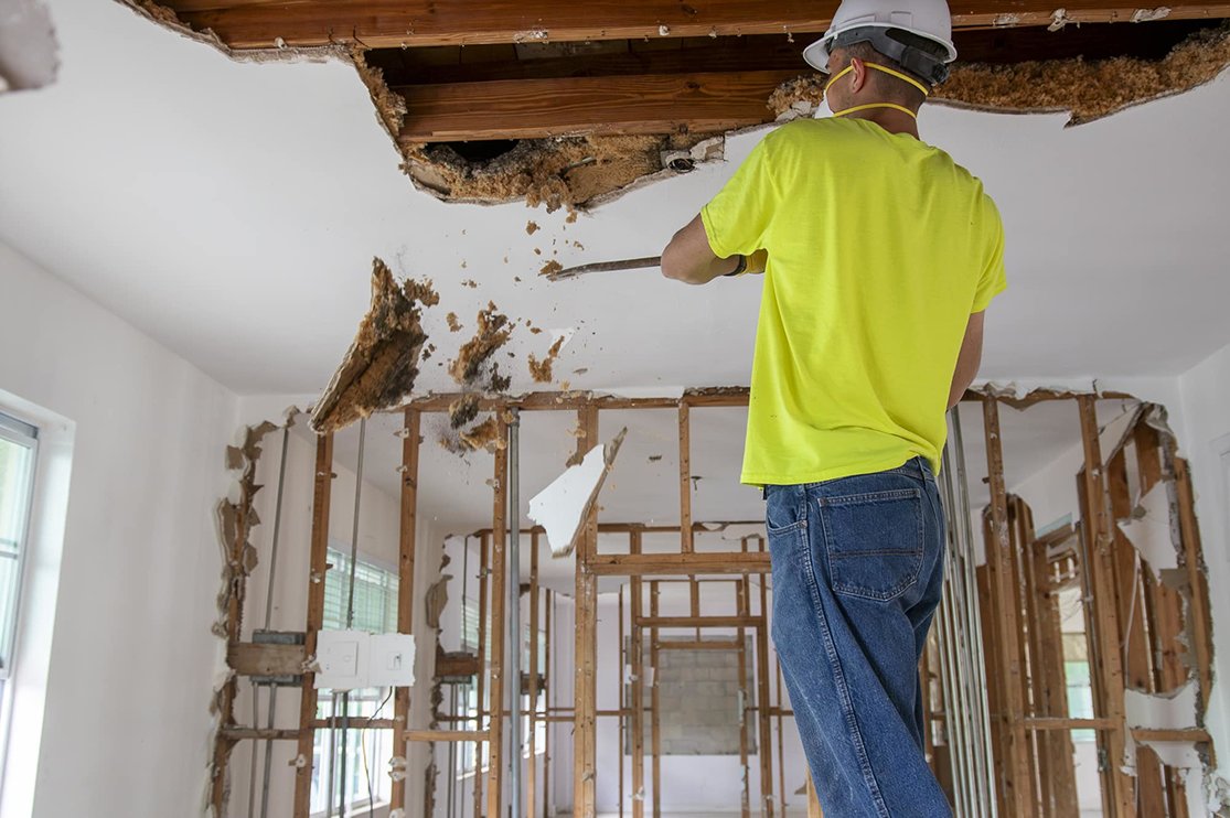 Second-Floor Ceiling Removal Allows for Roof Evaluation at the Brown ...