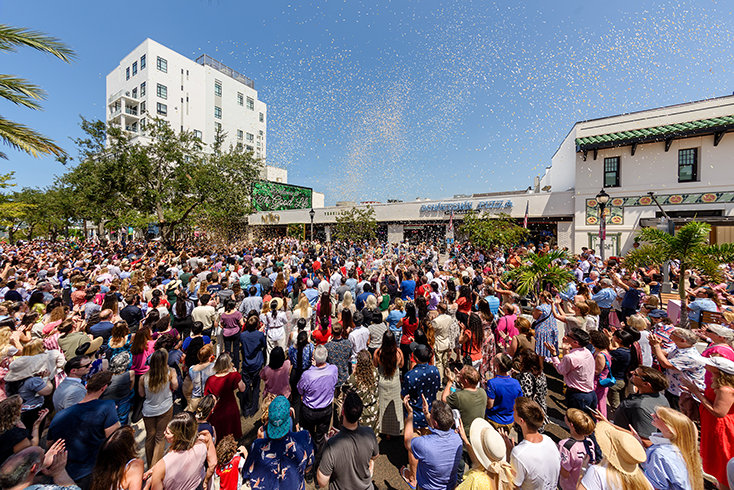 The grand opening celebration draws a packed crowd to Cleveland Street, reflecting the momentum behind new restaurants, cafés and everyday destinations now emerging across the district.