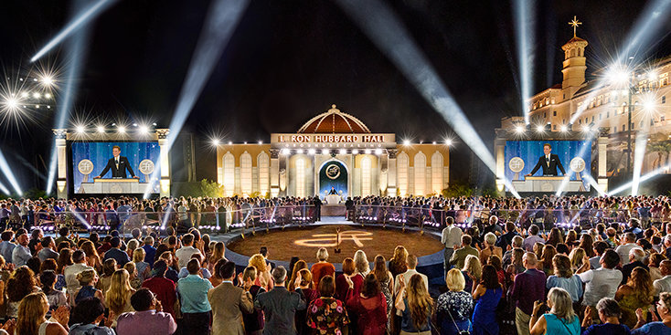 The evening turns to the future as Mr. David Miscavige, ecclesiastical leader of the Scientology religion, introduces the vision for L. Ron Hubbard Hall, a landmark designed to serve both Scientology’s International Events and the Clearwater community.