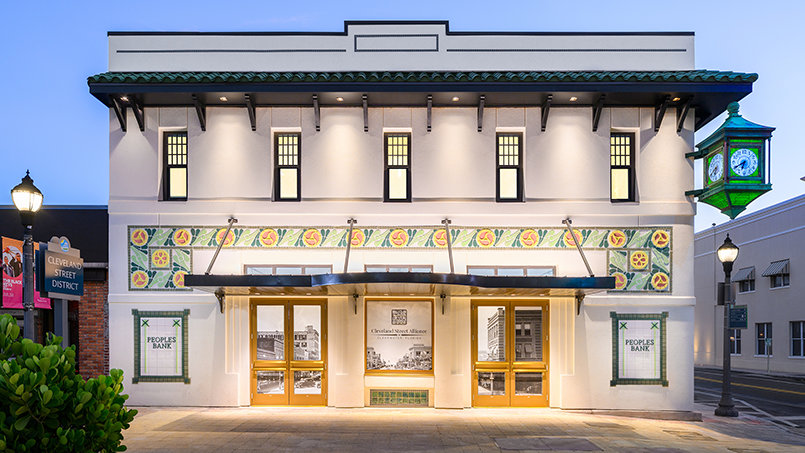 Standing once again at the corner of Cleveland Street and Fort Harrison Avenue, the restored Peoples Bank Building reclaims its place as one of downtown Clearwater’s defining landmarks.