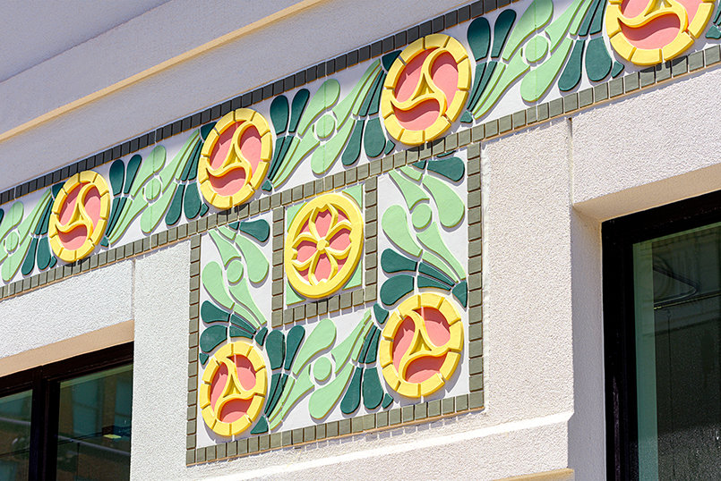 The building’s colorful Mediterranean Revival terra-cotta façade was painstakingly recreated from archival photographs using custom molds and traditional fabrication techniques, restoring one of downtown Clearwater’s most distinctive architectural features.