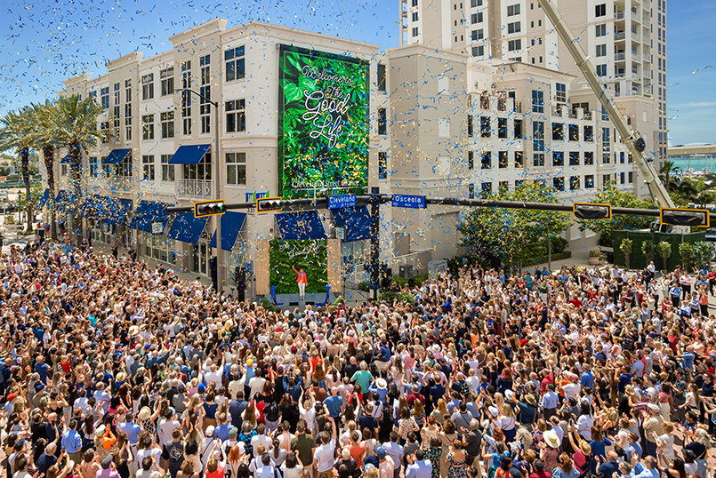 Cleveland Street comes alive with celebration as a vibrant crowd fills the downtown corridor, reflecting the momentum and growing scale of the redevelopment now underway across the district.
